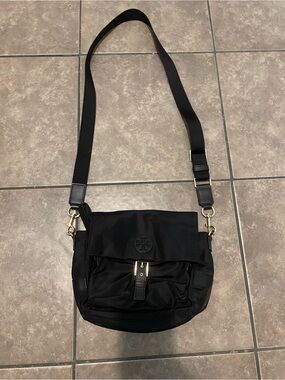 Tory Burch Black Nylon Crossbody with Gold Hardware